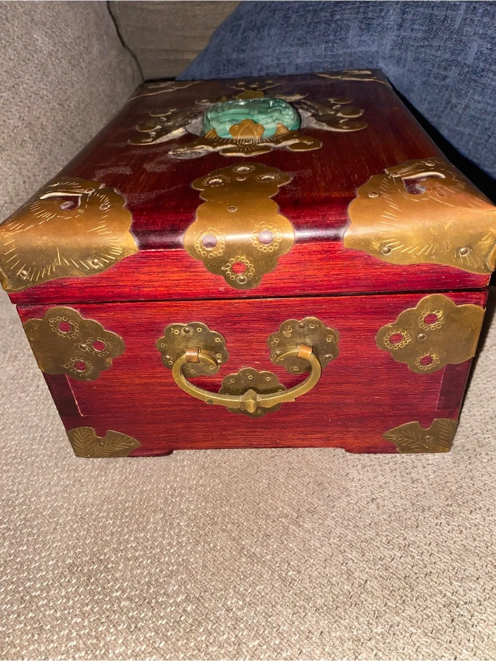 8 Other Reasons Wooden Jewelry Box with Turquoise Accent and Brass Hardware